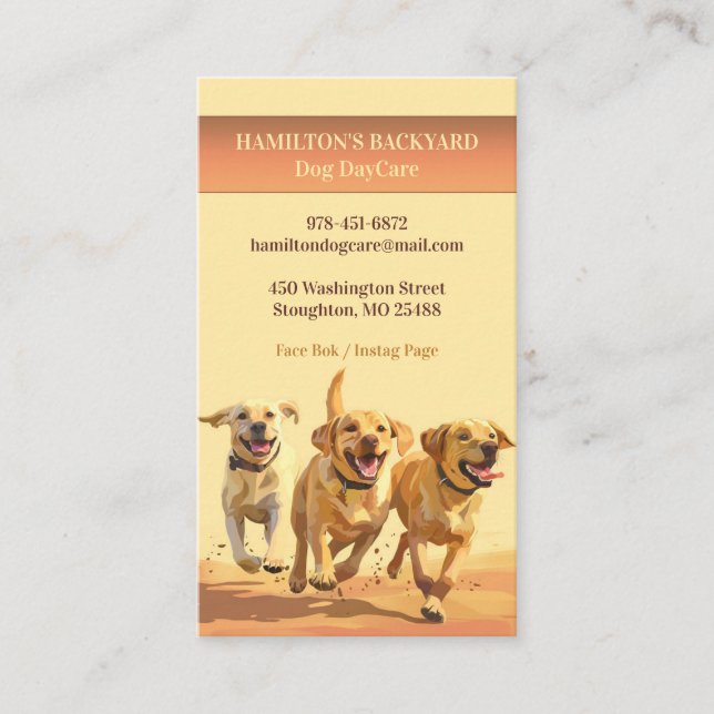 Dog Daycare Walking Pet Sitting Business Card (Front)