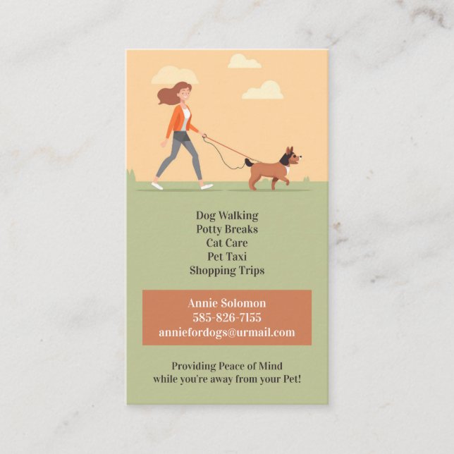 Dog Daycare Walking Pet Sitting Business Card (Front)
