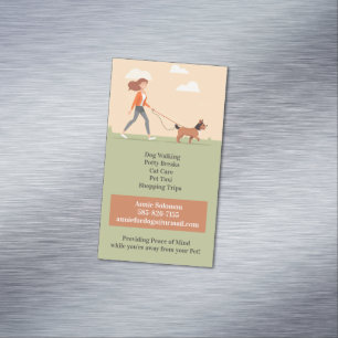 Dog Daycare Walking Pet Sitting Magnetic Business Card
