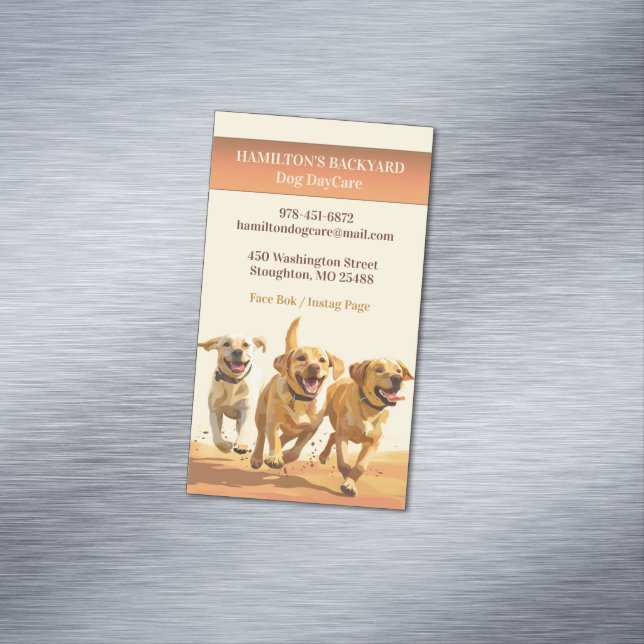 Dog Daycare Walking Pet Sitting Magnetic Business Card (In Situ)