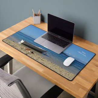 Dog Days at the Beach (text custmizable) Desk Mat