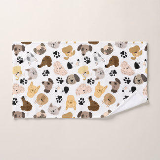 Dog Days - Dog Breeds and Dog Paws Pattern Kitchen Hand Towel