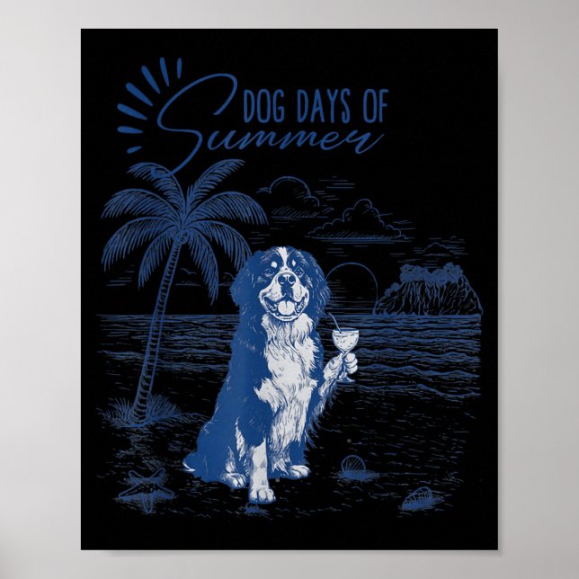 Dog Days of Summer Bernese Beach Vacation Poster (Front)