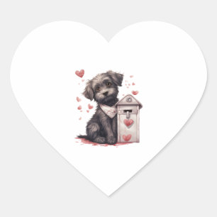 Dog Delivering Love Letter Valentine's Day Canine Heart Sticker
