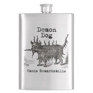 Dog Demon Vintage Funny Cute Hip Flask