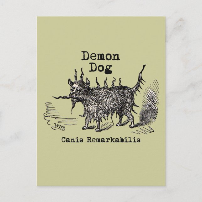 Dog Demon Vintage Funny Cute Postcard (Front)