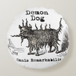 Dog Demon Vintage Funny Cute Round Cushion