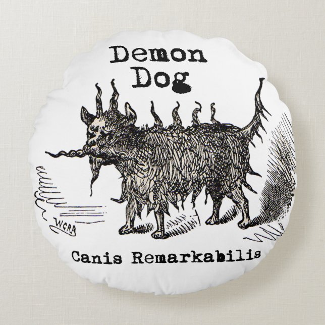 Dog Demon Vintage Funny Cute Round Cushion (Front)