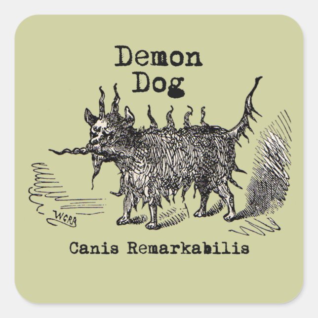 Dog Demon Vintage Funny Cute Square Sticker (Front)