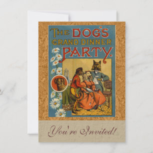 Dog Dinner Party Vintage dog illustration Invitation