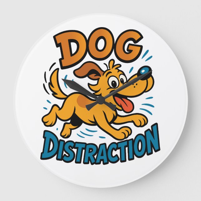 Dog Distraction Large Clock (Front)