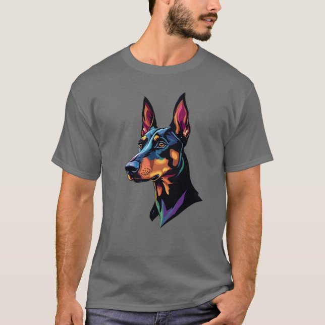 Dog Doberman Colourful T-Shirt (Front)