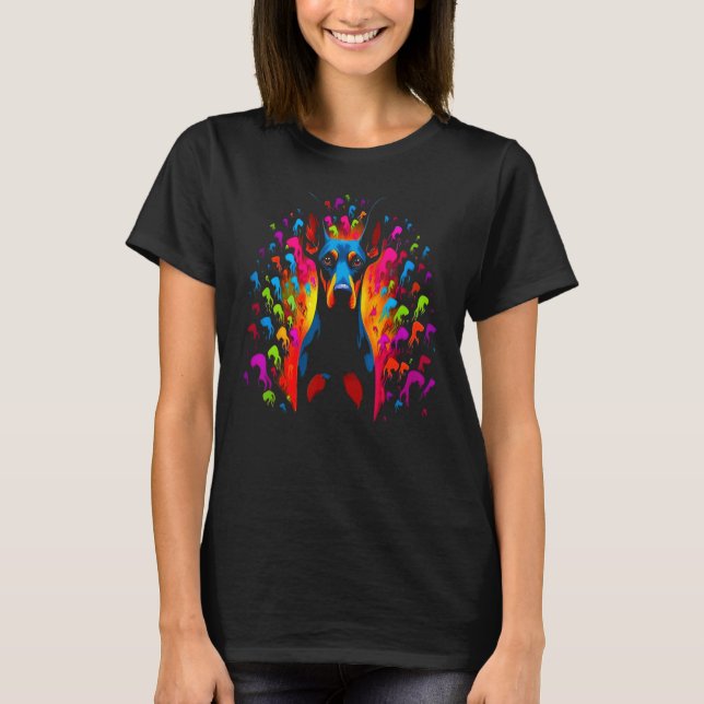 Dog Doberman Pinscher Abstract Art T-Shirt (Front)
