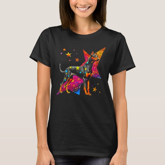 Dog Doberman Pinscher Space Astrophysics T-Shirt (Front)
