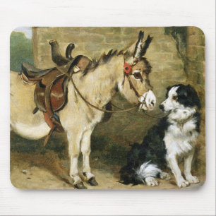 Dog & Donkey Animal Friends - Vintage Art by Emms Mouse Mat