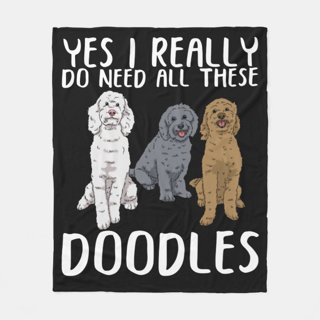 Dog Doodle Mum Gifts Dad Labradoodle Doodle Fleece Blanket (Front)