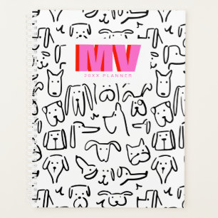 Dog Doodles   Personalised Monogram Planner