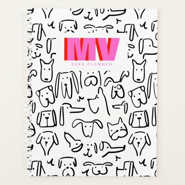 Dog Doodles | Personalised Monogram Planner (Front)