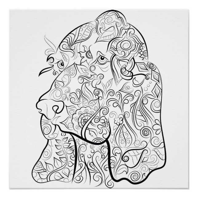 Dog drawing adult colouring poster (Front)