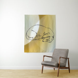 Dog drawing, Dachshund Art Wall Tapestry
