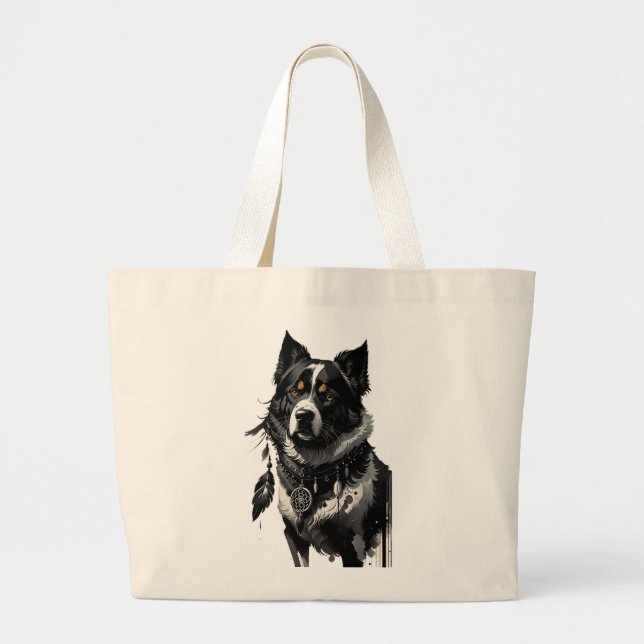 dog, dreamcatcher, amulet, talisman, large tote bag (Front)