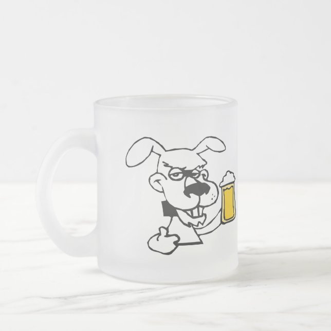 Dog Drinking Beer Frosted Glass Coffee Mug (Left)