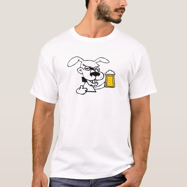 Dog Drinking Beer T-Shirt (Front)