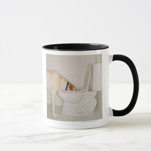 Dog Drinking out of Toilet Mug (Right)