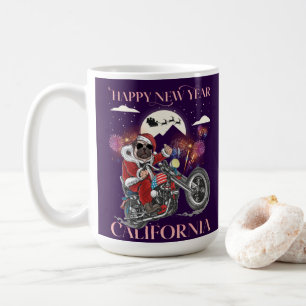 Dog Drives A Motorcycle To California Coffee Mug
