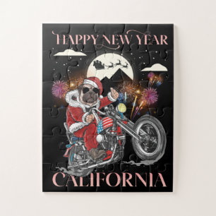 Dog Drives A Motorcycle To California Jigsaw Puzzle