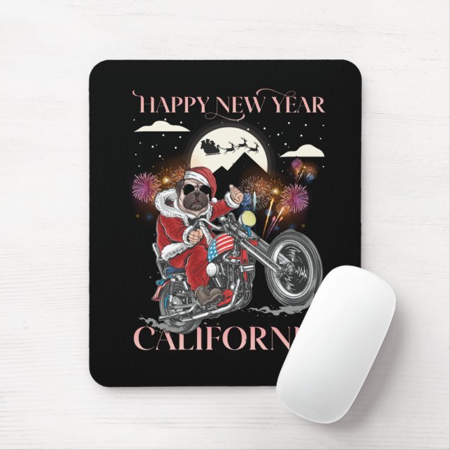 Dog Drives A Motorcycle To California Mouse Mat (With Mouse)
