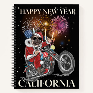 Dog Drives A Motorcycle To California Notebook