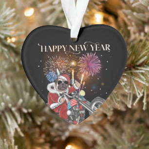 Dog Drives A Motorcycle To California Ornament