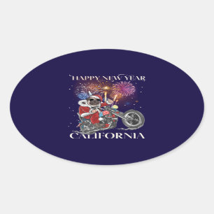 Dog Drives A Motorcycle To California Oval Sticker