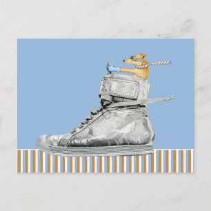 Dog Driving a Shoe striped Postcard