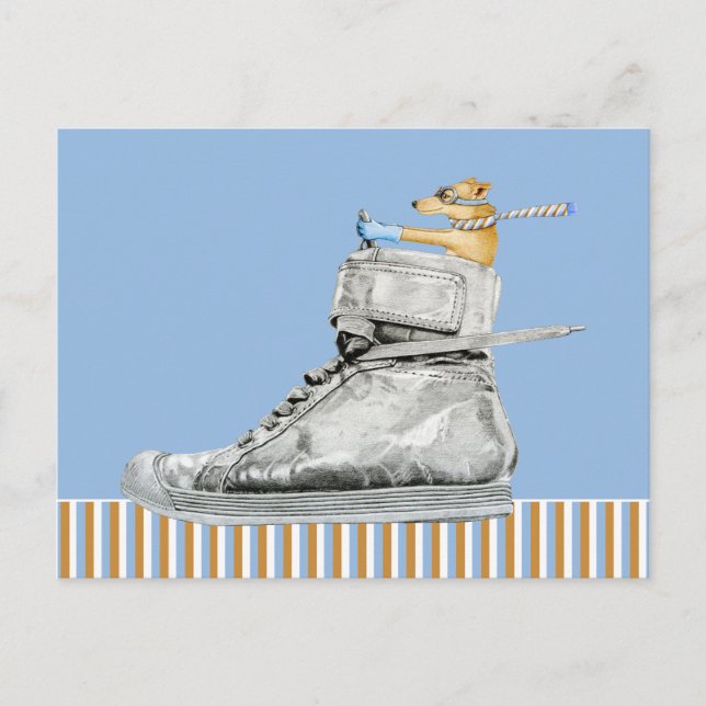 Dog Driving a Shoe striped Postcard (Front)