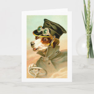 Dog driving holiday card