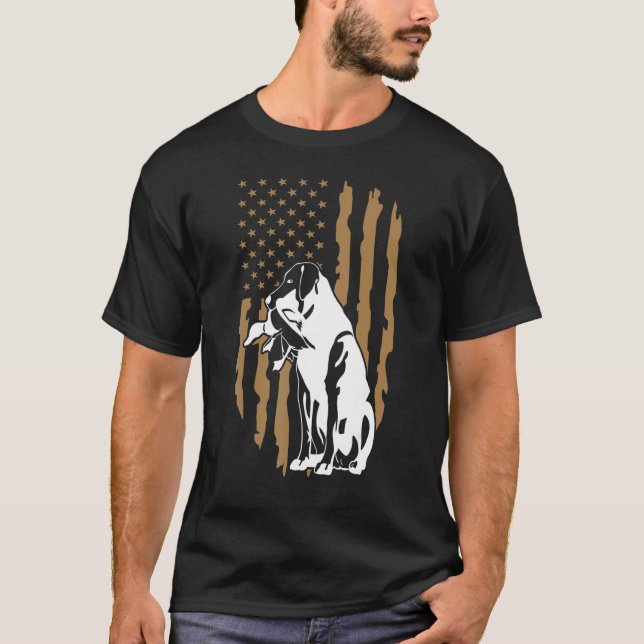 Dog Duck Hunting American Flag T-Shirt (Front)