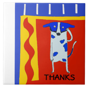 Dog, Dutch Delft Look, edit text Tile