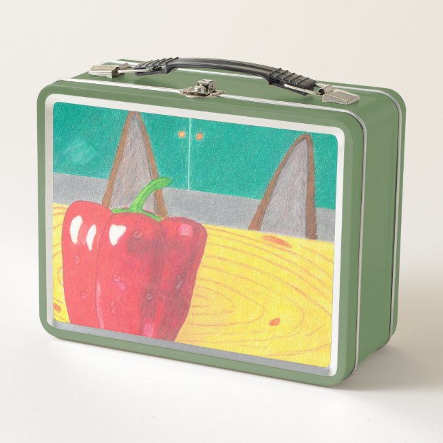 Dog ears and pepper metal lunch box (Front)