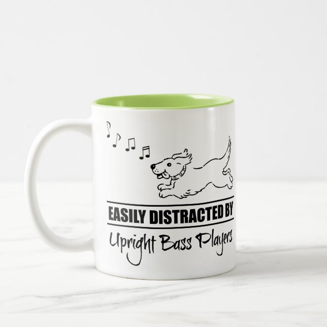 Dog Easily Distracted by Upright Bass Players Two-Tone Coffee Mug (Left)
