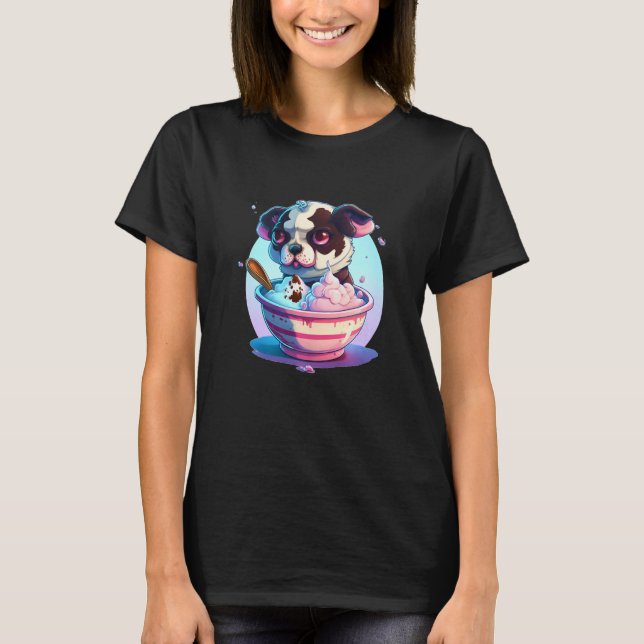dog eating ice cream Dessert Sundae Sprinkle Premi T-Shirt (Front)