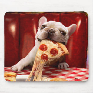 Dog Eating Pizza Slice Mouse Mat