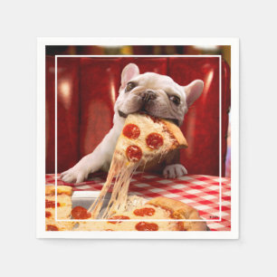 Dog Eating Pizza Slice Napkin