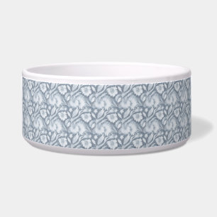 Dog Elegant Grey Dog Bowl with White Floral Design