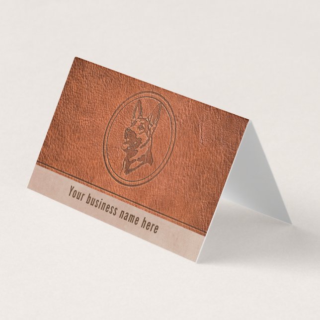 Dog embossed leather effect business card (Front)