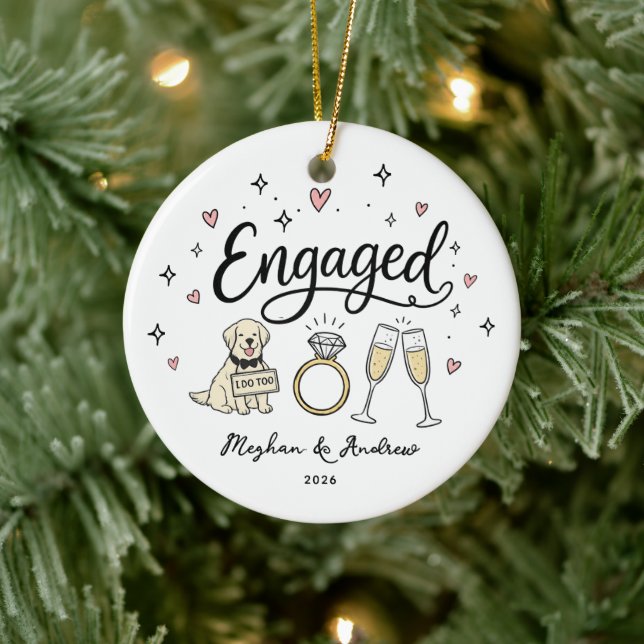 Dog Engagement Ornament Personalised (Tree)