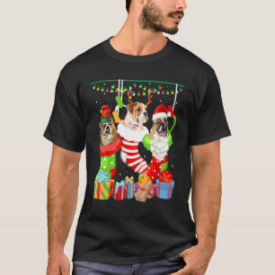 Dog English Bulldog Christmas Socks  Xmas Pajama P T-Shirt
