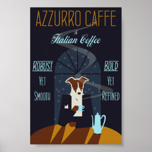Dog Enjoying Italian Coffee Poster Art