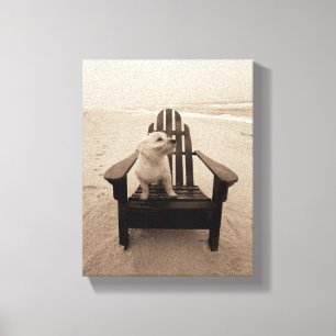 Dog Enjoying the Beach Canvas Print